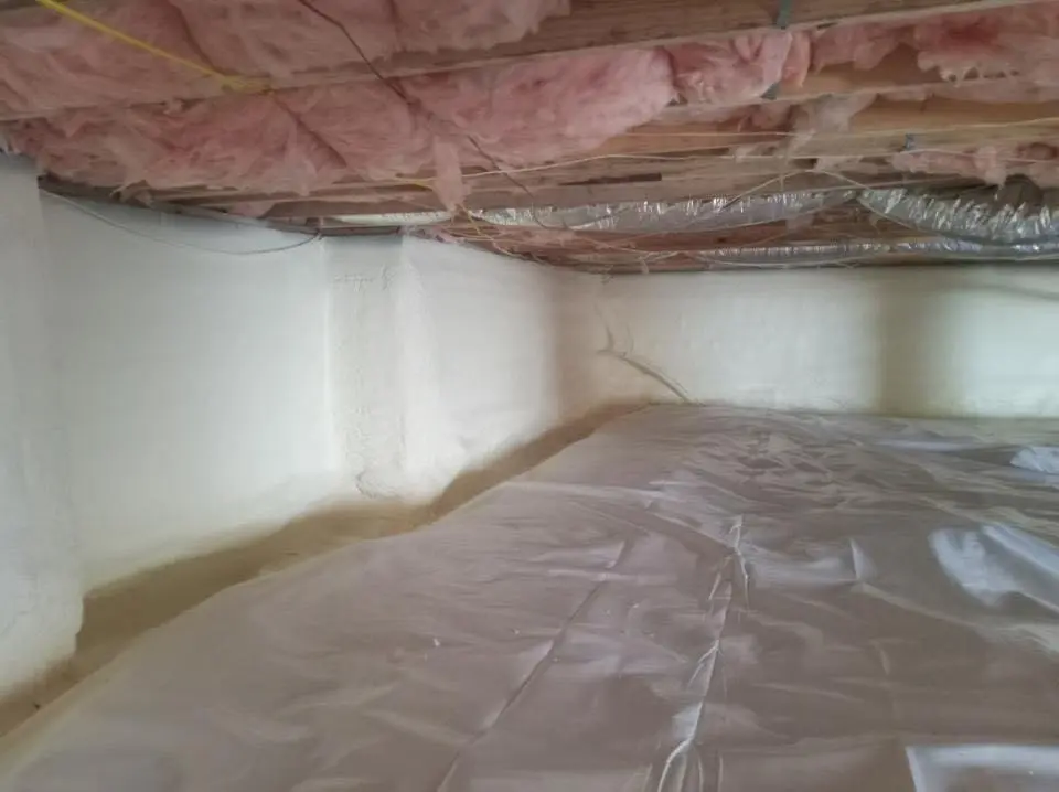 Crawl space encapsulation with closed-cell spray foam for Commercial Roof Restoration in Selah